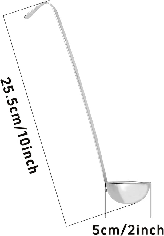 2Pcs 1oz Stainless Steel Soup Ladle, Long Handle Ladles with Pouring Rim for Cooking, Serving Soup, Sauce, Stew, Kitchen