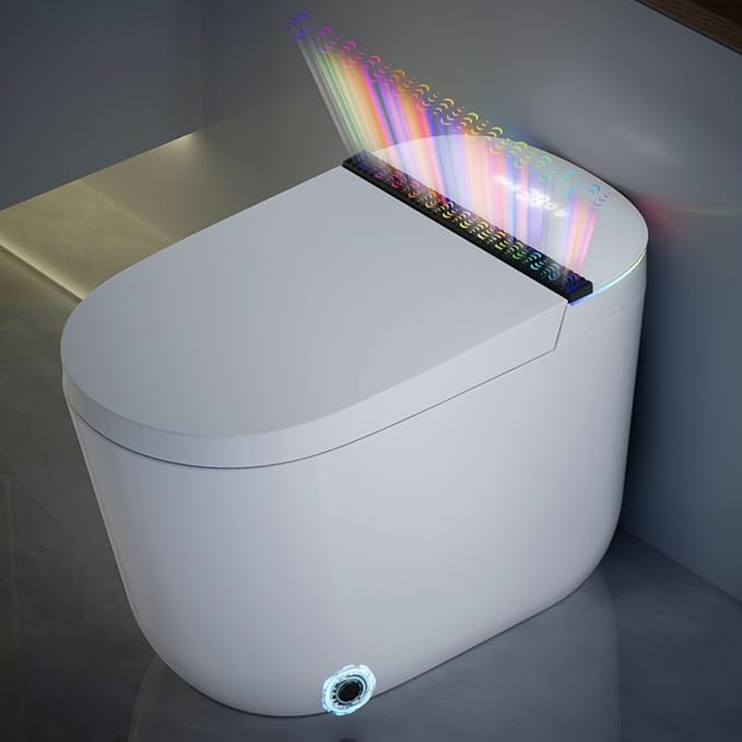 WinZo Smart Toilet,Modern Smart Toilet with Bidet Built In with Foot Sensor,Tankless Toilets Auto Open/Close Lid with Dryer,ADA Comfort Height Heat Seat,Instant Warm Water,Power Outage and Flush White