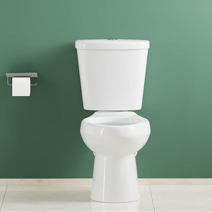 Two Piece Toilet with 17" ADA Height, Elongated Ceramic Bowl without Lid -Dual Flush, CUPC Certified, Water Efficient
