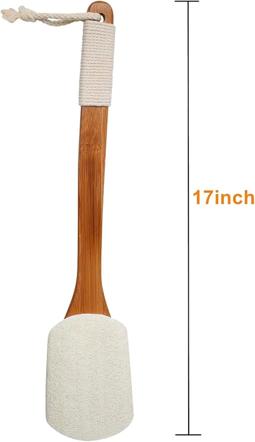 Leotruny 100% Natural Exfoliating Loofah with Long Wooden | Shower Back Brush