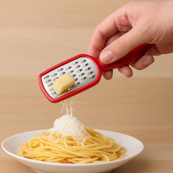 Mini Stainless Steel Grater with BPA-Free Handle – 5-Inch Cheese, Garlic, Nutmeg, Chocolate, Citrus Zester – Compact Handheld Grater for Kitchen, Baking, Cooking by Dependable Industries