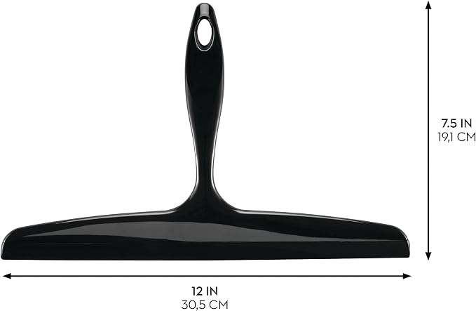 iDesign Bathroom Plastic Shower Squeegee, Black | Wall Hook Included