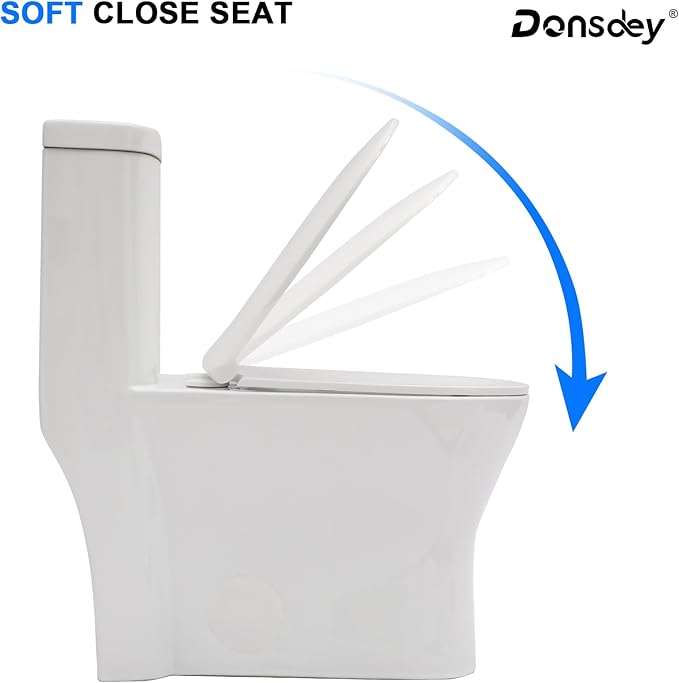 One Piece Toilet with ADA Height Seat- White Ceramic Toilets with 17.3" Chair Seat 1.1/1.16 GPF High Efficiency Water Saving Power Flush Toilet Bowl Modern Bathroom