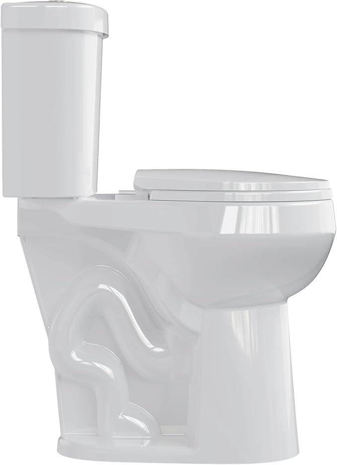 Two-Piece Round Toilet, 21" ADA Comfort Height with Powerful 1.1/1.6 GPF Dual Flush, 12" Rough-In, White Bathroom Toilet for Senior Accessibility