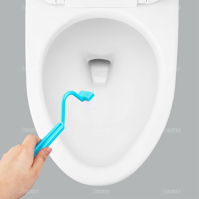 AUEAR, 4 Pack Plastic Curved Small Toilet Brushes Cleaning for Edges Corner Crevices