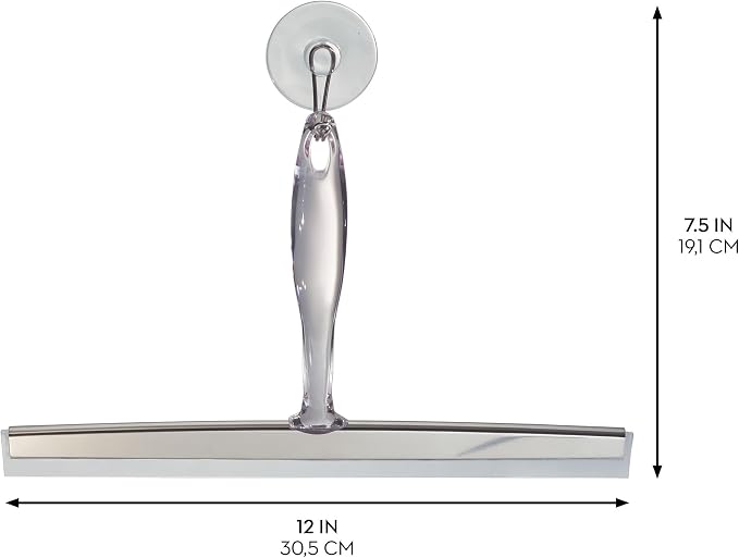 iDesign Bathroom Shower Squeegee, Set of 2, Clear/Stainless Steel | Wall Hook Included