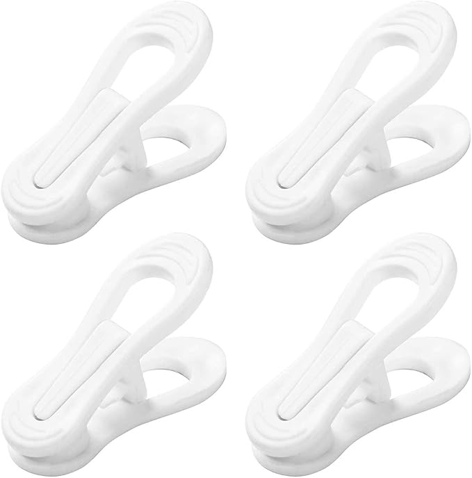 Otylzto 20PCS Multi-Purpose White Hanger Clips, Standard Plastic Clips | fits standard hangers, ideal for organizing clothes, skirts & pants ,clothes hanger clips