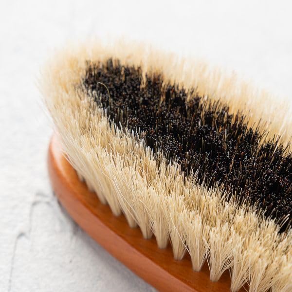 Ikemoto Clothes Brush Made in Japan – Anti-Static Natural Wood Garment Brush with Horsehair & Copper Bristles | Ideal for Suits, Coats, Formalwear | Gift Boxed