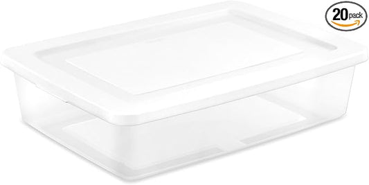 Sterilite Storage Box, Stackable Plastic Container Home Organizer, 28 Qt(20 Pack)