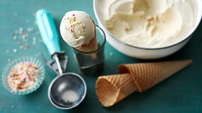 3-3/4 OZ Ice Cream Portion Scoop with Trigger Release Food Disher with Ivory Handle #10 Food Portion Control Scoop Ice Cream Scooper Cookie Scooper for Baking