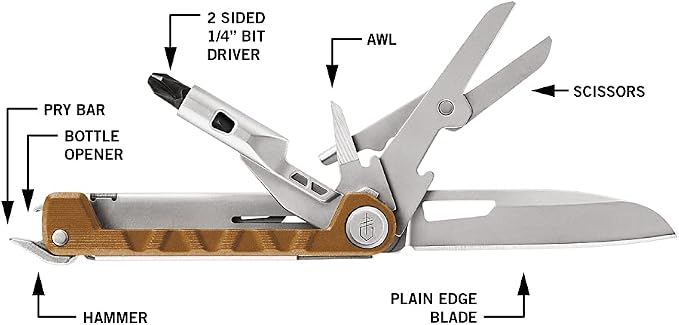 Gerber Armbar Drive EDC Pocket Knife Multitool with Bottle Opener, Gold | Everyday carry multitool, 2.5" blade, screwdriver, bottle opener, slim pocket clip, gift for men, lightweight