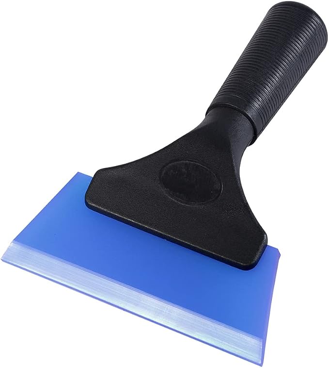 FOSHIO Small Squeegee with 5 Inch Dark Blue Rubber Blade Mini Wiper Window Tinting Tools for Mirror Glass Window Cleaner with Non-Slip Handle