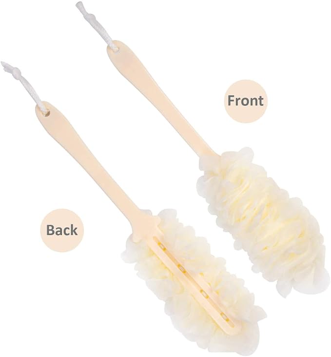 Back Scrubber for Shower, Loofah Long Handle Bath Body Brush, Soft Nylon Mesh Sponge On a Stick for Shower Men Women Kids Elderly, Exfoliating Scrub Cleaning Luffa for All Kinds of Skin