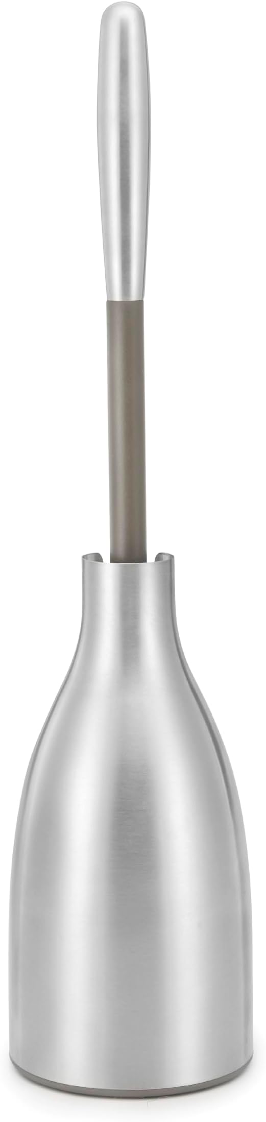 Polder Sleek Stainless Steel Toilet Brush with Caddy, Slim and Discreet Design, Open-Back Design for Odor Control, Rust-Resistant Stainless Steel