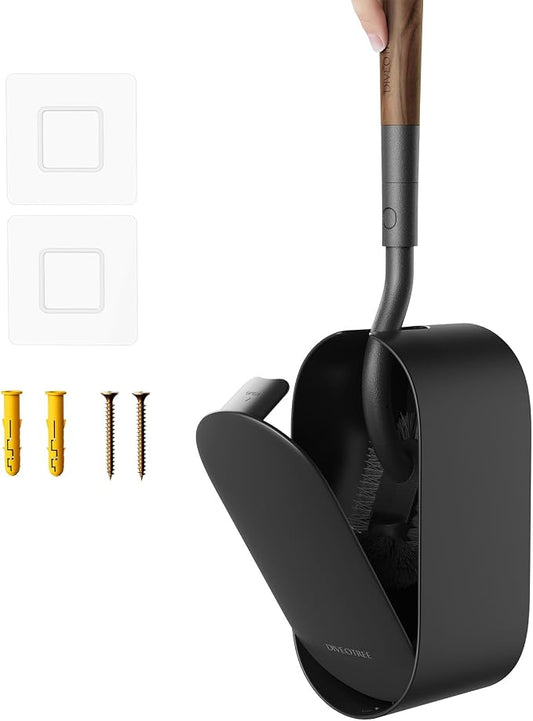 Toilet Cleaner Brush, Diveotree Toilet Brush and Holder for Dead Corner Cleaning, Wall Mounted Toilet Bowl Brush for Bathroom Decor, Toilet Scrubber Brush for Home/Hotel (Black, Round-1pack)