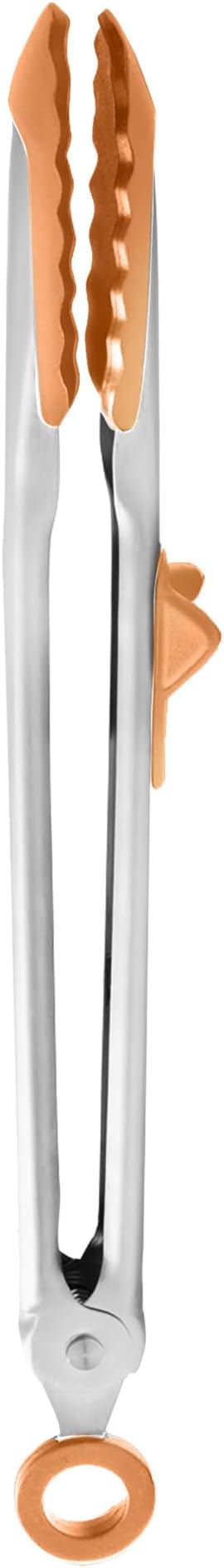 Tovolo Tongs With Silicone Tips Easy Grip 13” Long Kitchen Tongs Stainless Steel Handle For Cooking BBQ, Non Scratch Heat Resistant Metal Silicone Tipped Dishwasher Safe BPA Free Apricot Orange