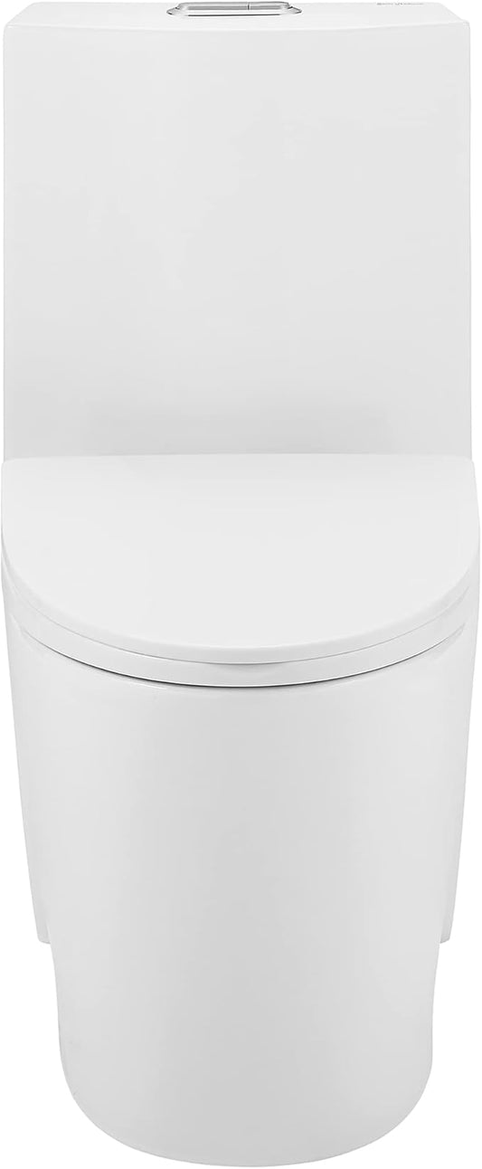 St. Tropez One-Piece 14" Rough-in 1.1/1.6 GPF Dual Top Flush Elongated Toilet in Glossy White
