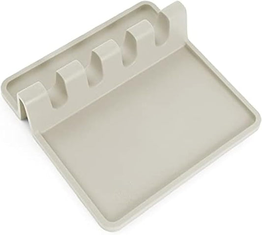Zulay Kitchen Silicone Utensil Rest with Drip Pad for Multiple Utensils - BPA-Free, Heat-Resistant Spoon Rest & Spoon Holder for Stove Top - Kitchen Utensil Holder for Ladles & Tongs - Gardenia