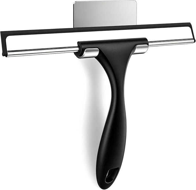 SetSail Shower Squeegee for Glass Doors Stainless Steel Squeegee for Shower Glass All-Purpose Window Squeegee for Tile Shower Walls, Bathroom, Sink, Mirror, Car Window Cleaning 10 Inches