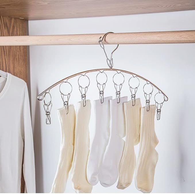 4 Pack Stainless Steel Laundry Drying Rack Clothes Hanger with 10 Clips