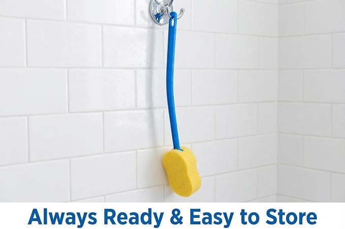 NOVA 23” Extra Long Bath & Back Sponge Brush – Long Handle Body Washer & Back Scrubber for Hard-to-Reach Back, Legs & Feet, Great for Applying Lotion or Cream, Lightweight Shower & Bath Brush with Hanging Loop