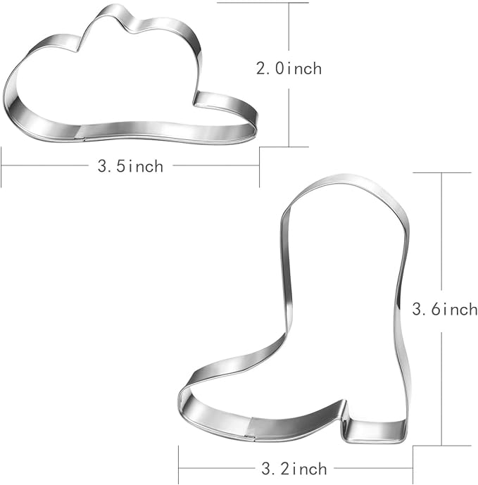 LUBTOSMN Cowboy Cowgirl Cookie Cutter Set-2 Piece-Cowboy Cowgirl Boot and Hat-Diswasher Safe-Cookie Cutters Shapes for Baby Shower Birthday Baking