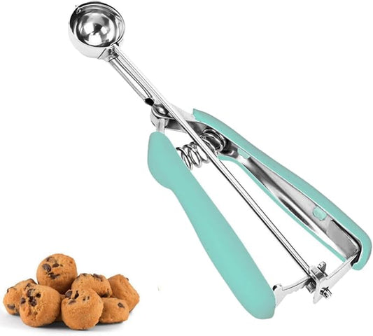 Cookie Scoop, Extra Small Cookie Scoop for Baking, 1 tsp / 5 ml Cookie Scooper, 18/8 Stainless Steel Cookie Scooper for Baking, Cookie Dough Scoop with Non-slip Grip (Mint)