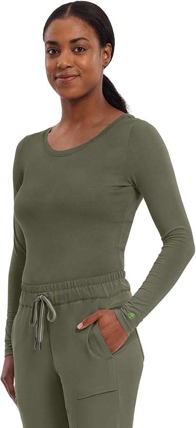 Healing Hands Underscrub Long Sleeve Women Knits Scrub Tops | Soft Cotton Blend Knit, Breathable Stretch Comfort, Machine Wash, Easy Care Fabric, Ideal For Layering Under Scrubs