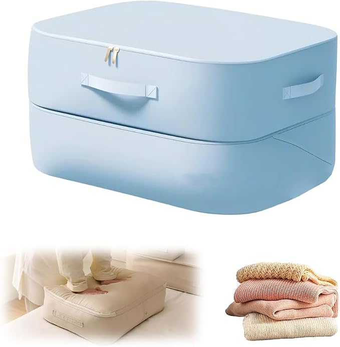 2026 New 3-Layer Ultra Space Saving Self Compression Organizer, Multifunctional Comforter Storage Bag for Comforters, Clothes, Blankets, Home Organization Must Haves (Bule, Large)