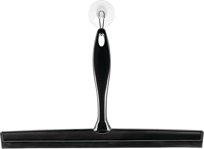 iDesign Bathroom Shower Squeegee, Black/Clear | Wall Hook Included