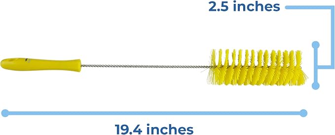 Vikan 2 5/8 in W Tube and Valve Brush, Medium, 13 1/2 in L Handle, 5 51/64 in L Brush, Yellow 53706-1 Each