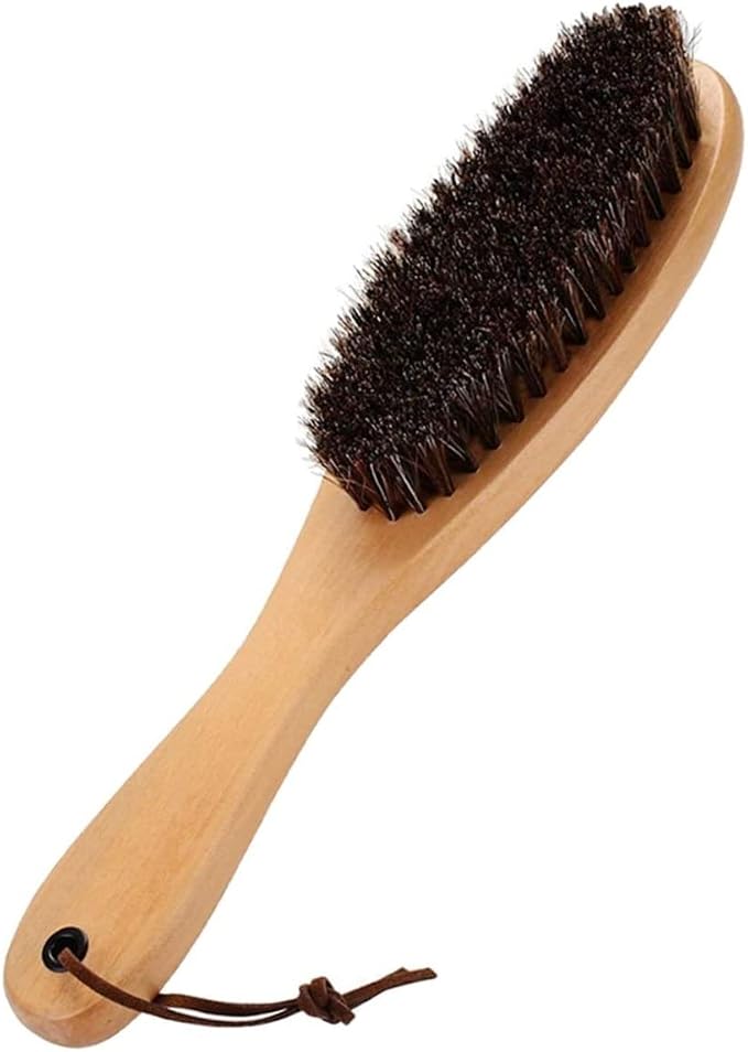 Clothes Brush Garment Brush Lint Remover Brush with Genuine Soft Horsehair and Wooden Handle for Coat Men Suits Shoes Jacket Furniture Car Mat and Pet Hair 1-Pack, Suit Brush