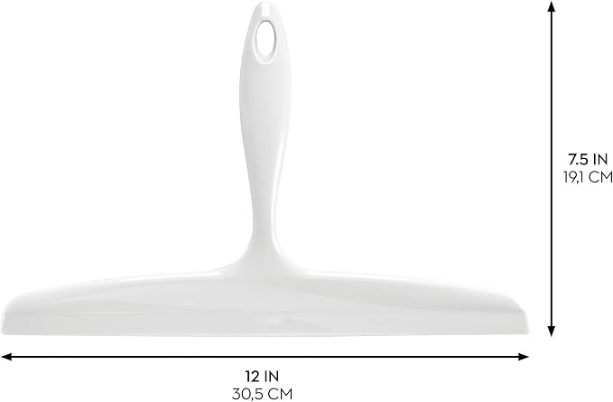 iDesign Bathroom Plastic Shower Squeegee, White | Wall Hook Included