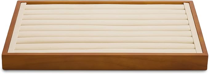 Oirlv 8 Line Wood Ring Storage Tray Jewelry Drawer Organizer Showcase Ring Earrings Display Holder(Creamy-white) | Stackable Design,Jewelry Earrings and Rings Organizing and Presentinge Legantly on Dressers&in Dresser,Display for vendors