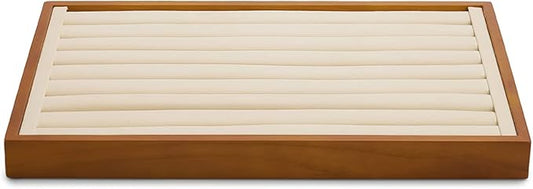 Oirlv 8 Line Wood Ring Storage Tray Jewelry Drawer Organizer Showcase Ring Earrings Display Holder(Creamy-white) | Stackable Design,Jewelry Earrings and Rings Organizing and Presentinge Legantly on Dressers&in Dresser,Display for vendors
