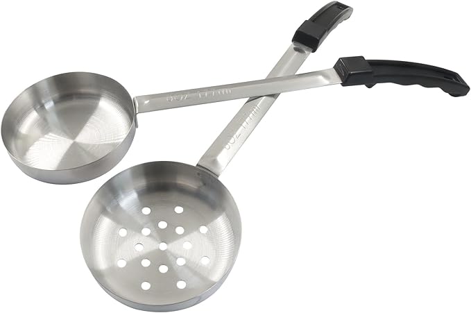 Hordion 4 Pcs Portion Control Serving Spoons Ladle Scoops, Food Measuring Ladle Utensils Proportion Manage Slotted and Unslotted Scoops for Weight Loss(Black, 6oz)