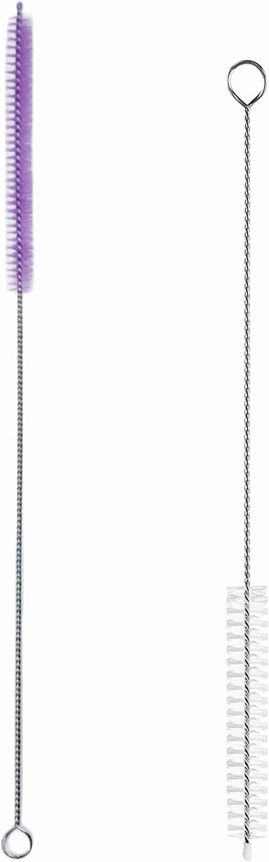 2 Pack Straw Cleaner Brush, Reusable Metal Handles Straw Cleaner Brush Extra Long for Stanley Mug 40, 30, 20 oz, 10mm Wide for Sippy Cup, Water Bottle and Tubes (Clear+Purple)