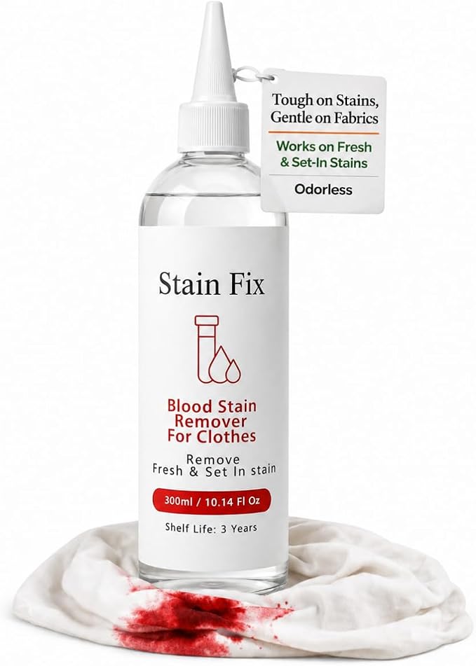 Blood Stain Remover for Clothes (10.14oz) | For Mattress, Sheets & Fabric – Enzyme Formula for Fresh, Dried & Menstrual Period Blood Stains