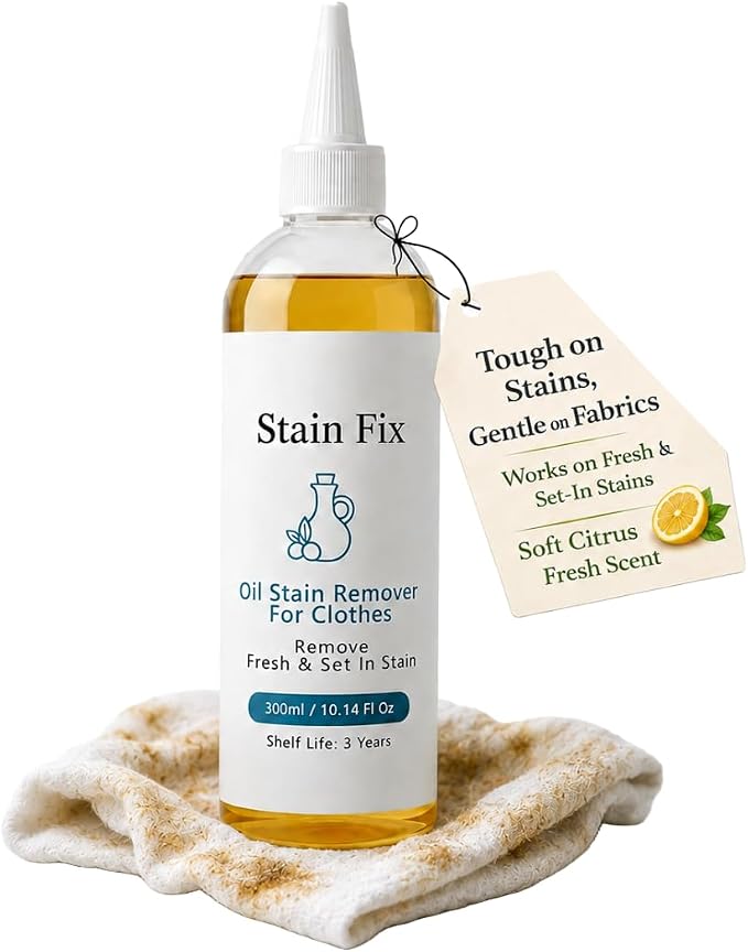 Oil & Grease Stain Remover for Clothes (8.72oz) – For Laundry | Removes Dried, Set-In Cooking Oil, Engine & Mechanic Grease Stains – Deep Fabric Spot Remover, Safe for All Fabric Types