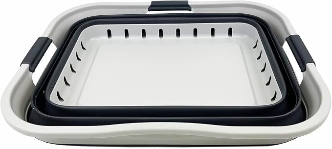 SAMMART 42L (11 gallon) Collapsible Plastic Laundry Basket - Foldable Pop Up Storage Container/Organizer - Space Saving Hamper/Basket (Grey/Charcoal Black)