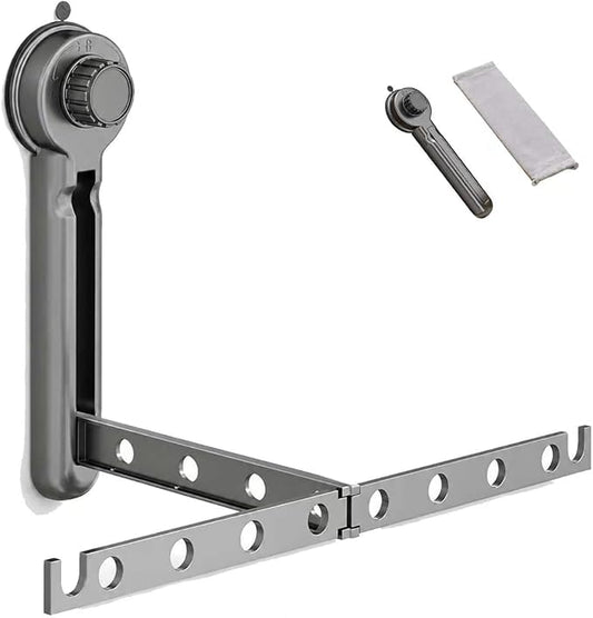 Suction Cup Wall Mounted Drying Rack, Foldable No Drill Laundry Hanger | No-Drill Hanging Solution Holds of Laundry on Smooth Tile, Glass, Metal, Marble; Portable, Reusable for RV Travel
