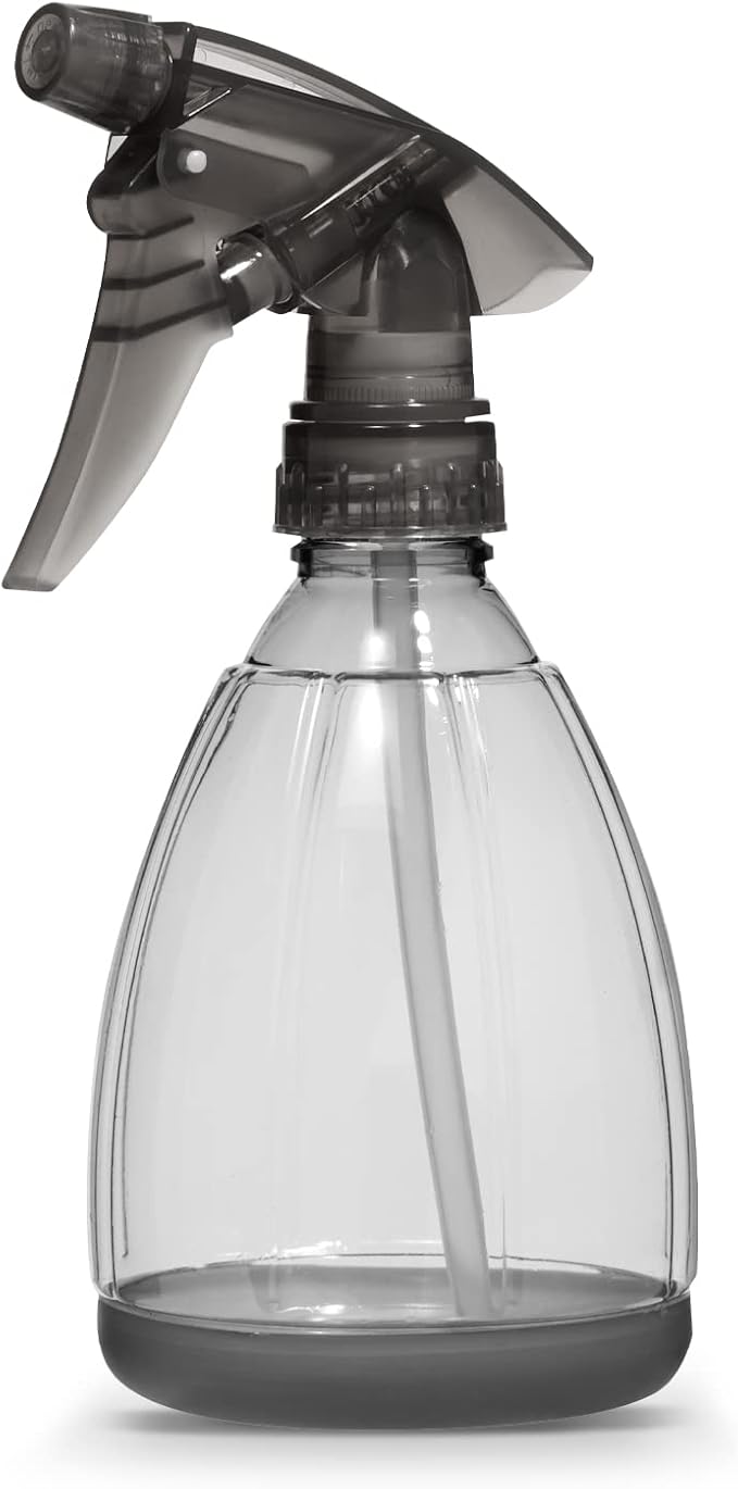 Bar5F Plastic Spray Bottle, 12 oz | Leak Proof, Empty, Trigger Handle, Adjustable Fine to Stream, Refillable, Hair Salons & Spas, Household Cleaners, Cooking | Smoke Grey (1)