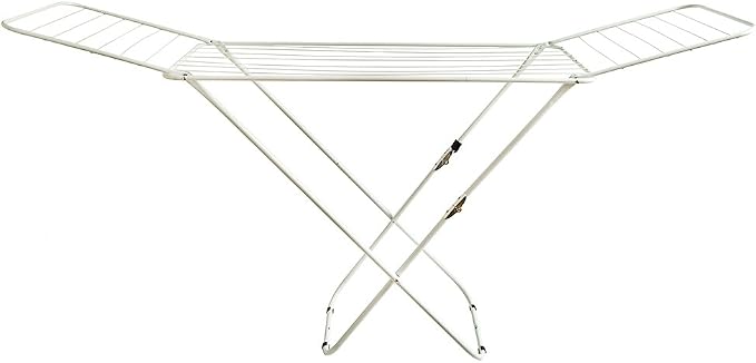 Home Vida Clothes Drying Rack - Metal Winged Folding Clothes Airer with 18m Drying Space, Foldable Design, Indoor/Outdoor Use, White