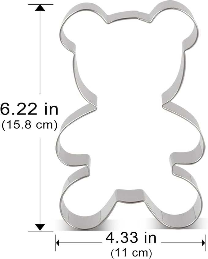 LILIAO Teddy Bear Cookie Cutter for Baby Shower - 4.33 x 6.22 inches - Stainless Steel