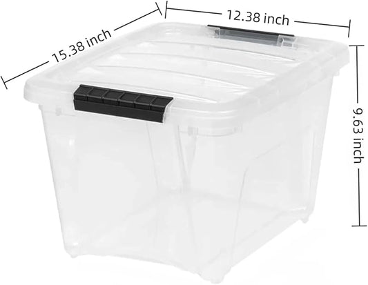 20 Quarts Plastic Storage Bins with Lids - 6 Pack Stackable Containers with Snap-Shut Lids - Totes for Home, Garage, Closet Organization - Transparent