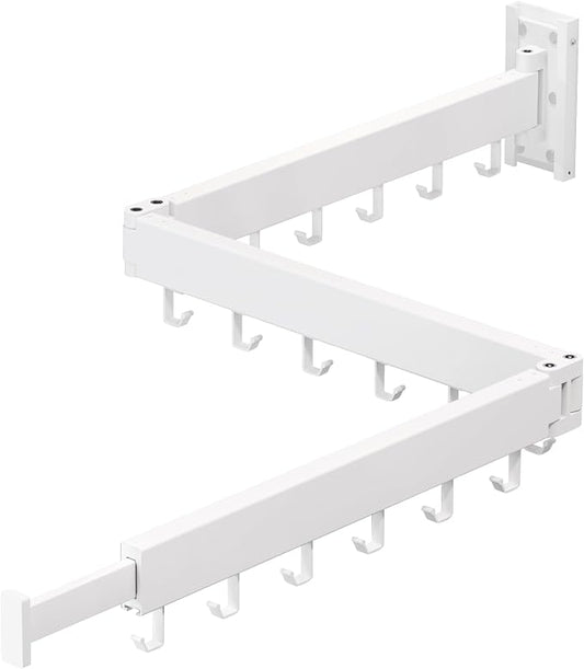 ZdwCyl Clothes Drying Rack,Laundry Space Saver Wall Mounted,Retractable,Collapsible(Tri-Fold), White Color Rack Clothing