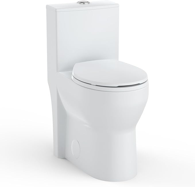 19" Tall One-Piece Round Toilet with ADA Comfort Height, 0.8/1.28L GPF Dual Flush & 12" Rough-In | High Bowl Design for Seniors in White