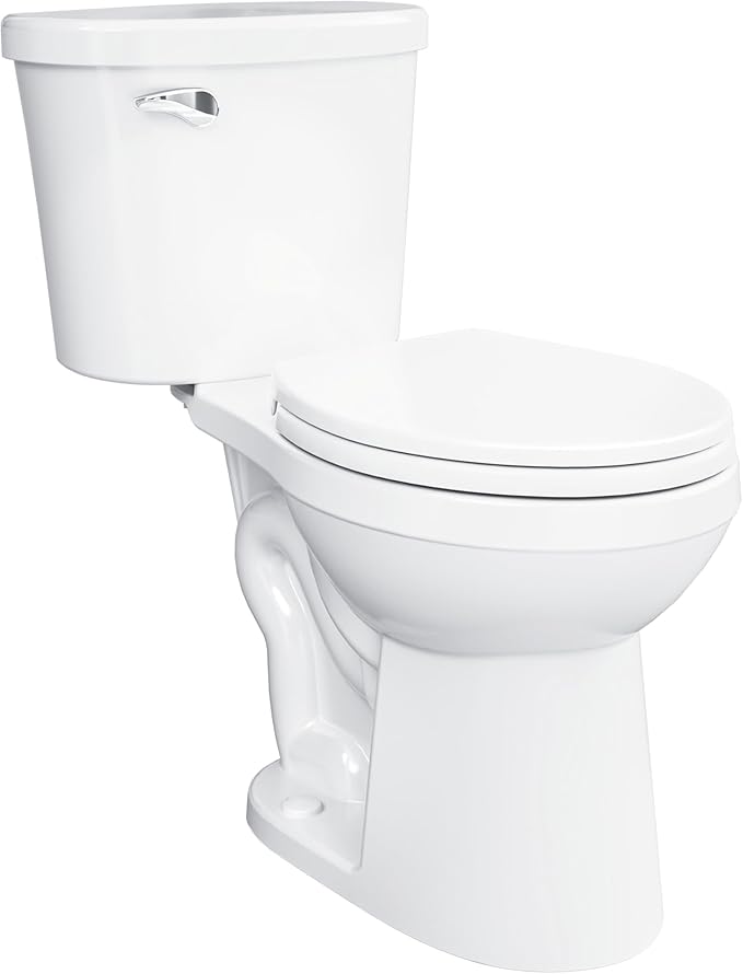Gerber Maxwell Crest Two-Piece Toilet Round with 12-in Rough-in, ADA-Compliant Chair Height, High Efficiency 1.28 GPF, Soft-Close Seat and Install Kit with Wax Ring Included, White, GRS48320