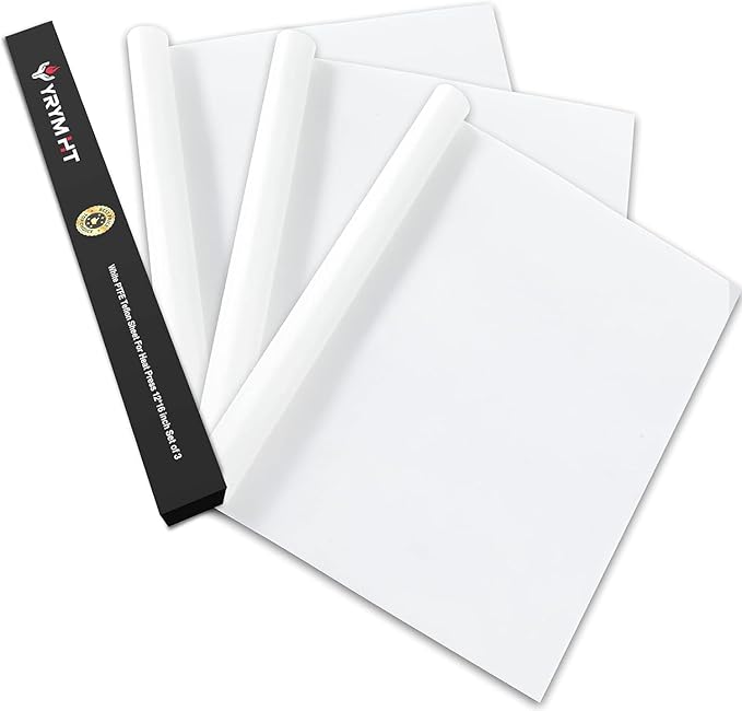 White PTFE Sheet for Heat Press - 3 Pack Non Stick PTFE Sheets 12 x 16 Heat Transfer Paper Reusable Heat Resistant Craft Mat