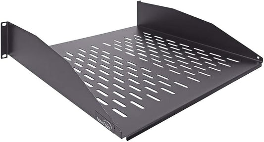 NavePoint 2U 19-Inch Universal Vented Rack Mount Cantilever Fixed Server Cabinet Shelf 16-Inches Deep Black